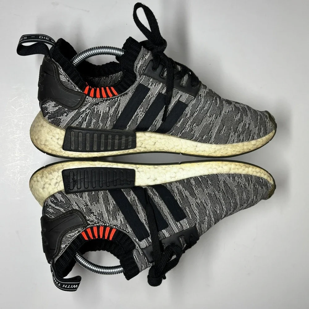Adidas NMD R1 Primeknit STLT Mens 11 Black Grey CQ2444 Zebra Boost Runner‎