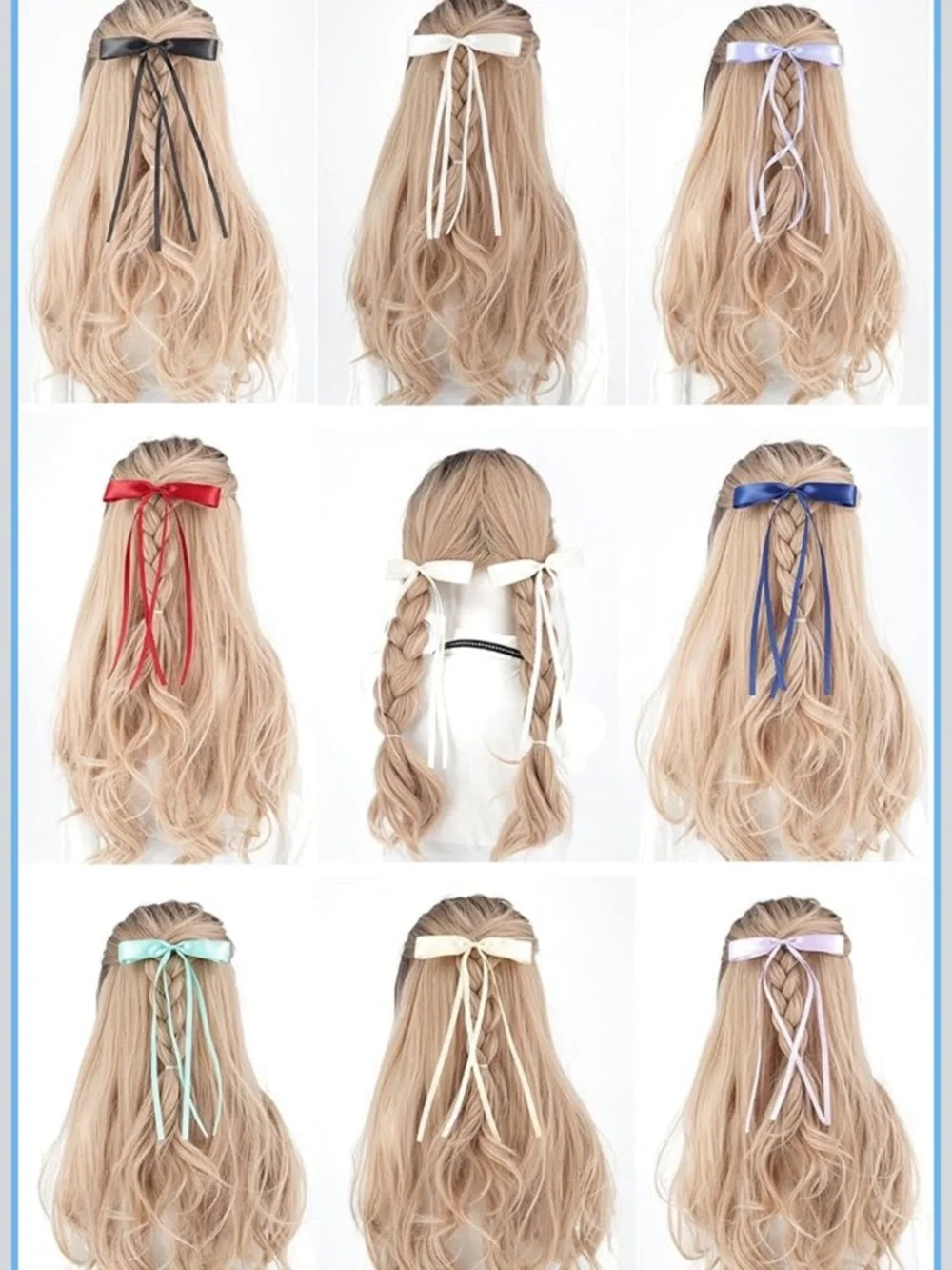 12 PCS Hair Bows Ribbon Ponytail Holders, Satin Bow with Long Tail nwt