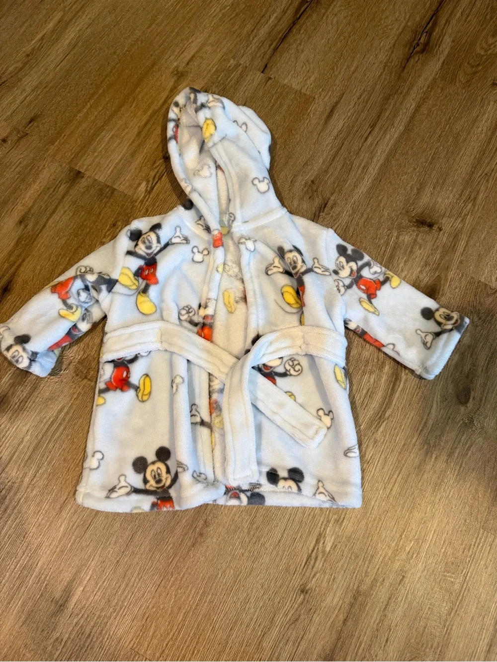 Disney Baby Light Blue Plush Robe with Mickey Mouse