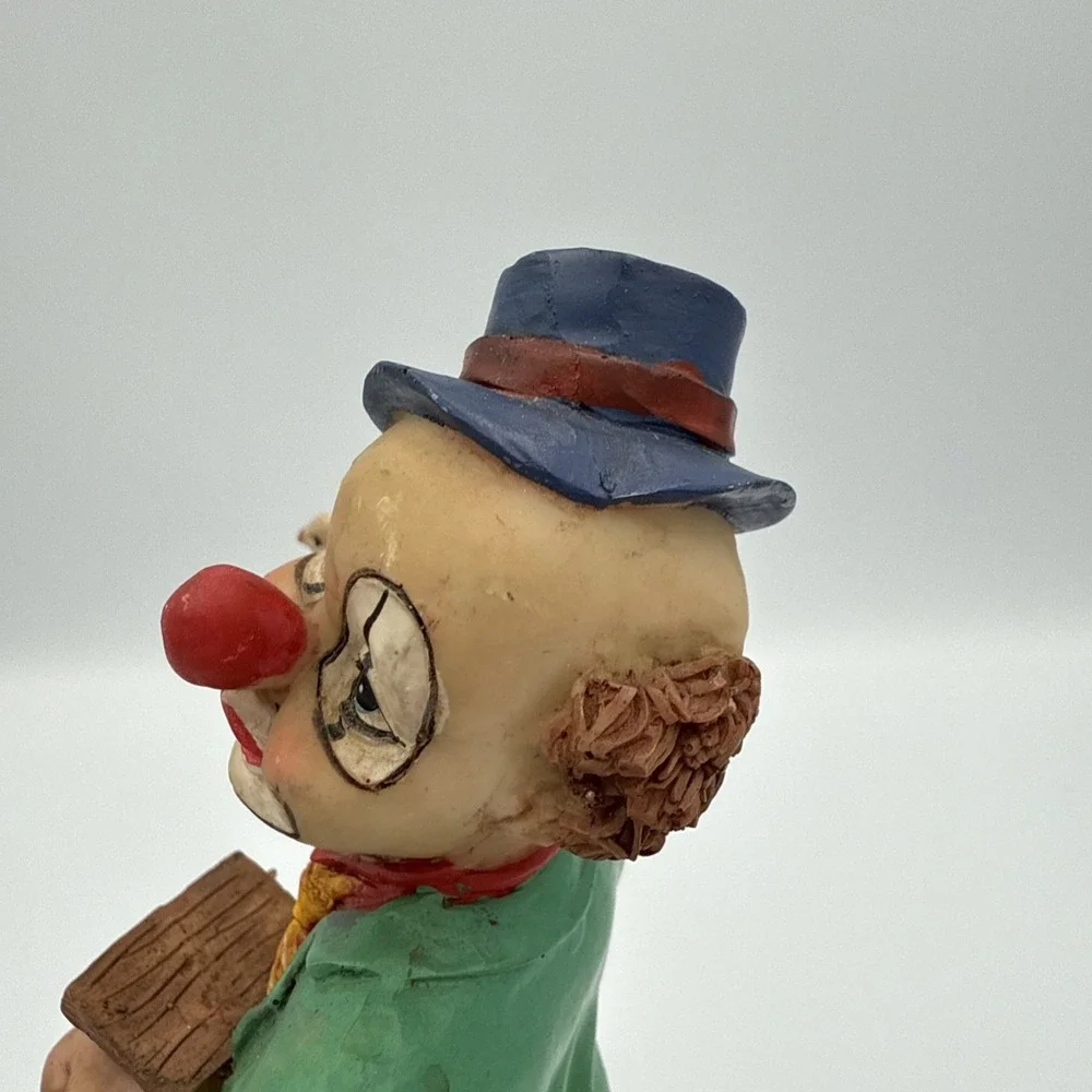 Vintage Clown Figurine With Bird In Hand And Dog Standing On A Ball