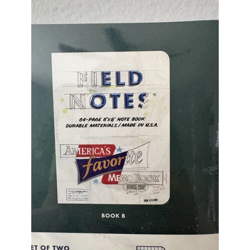 Field Notes 64 Page 6x8 Note Book Durable Materials USA Chicago 2 Pack New!