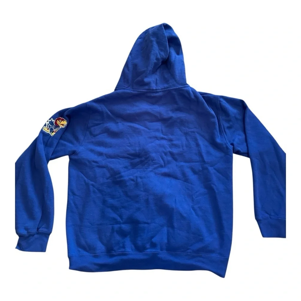 Vintage KU Jayhawks Men’s Embroidered Blue & Red Size XL Zip Up Cotton Hoodie