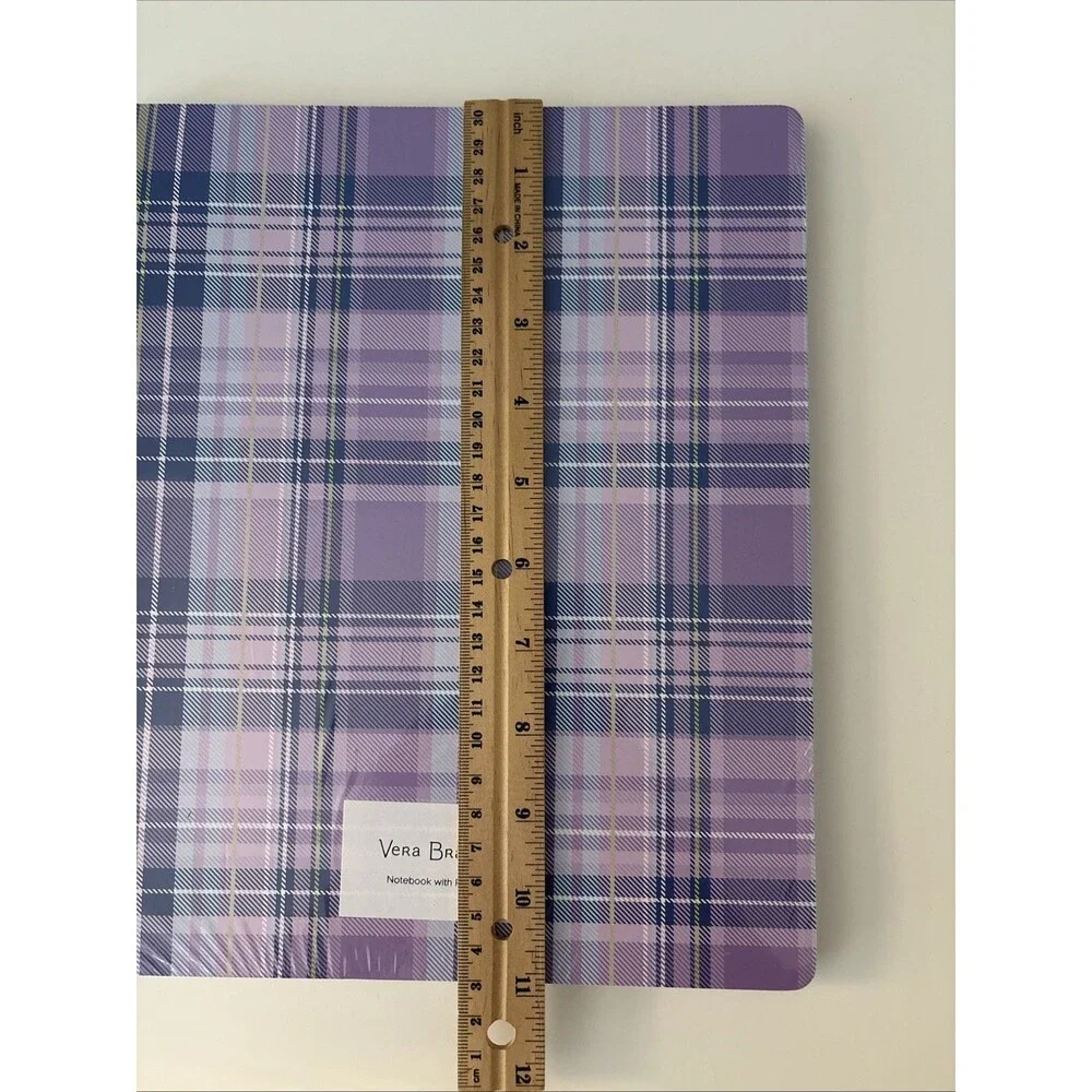 Vera Bradley Large Spiral Notebook with Pocket Amethyst Plaid Print Sealed New!