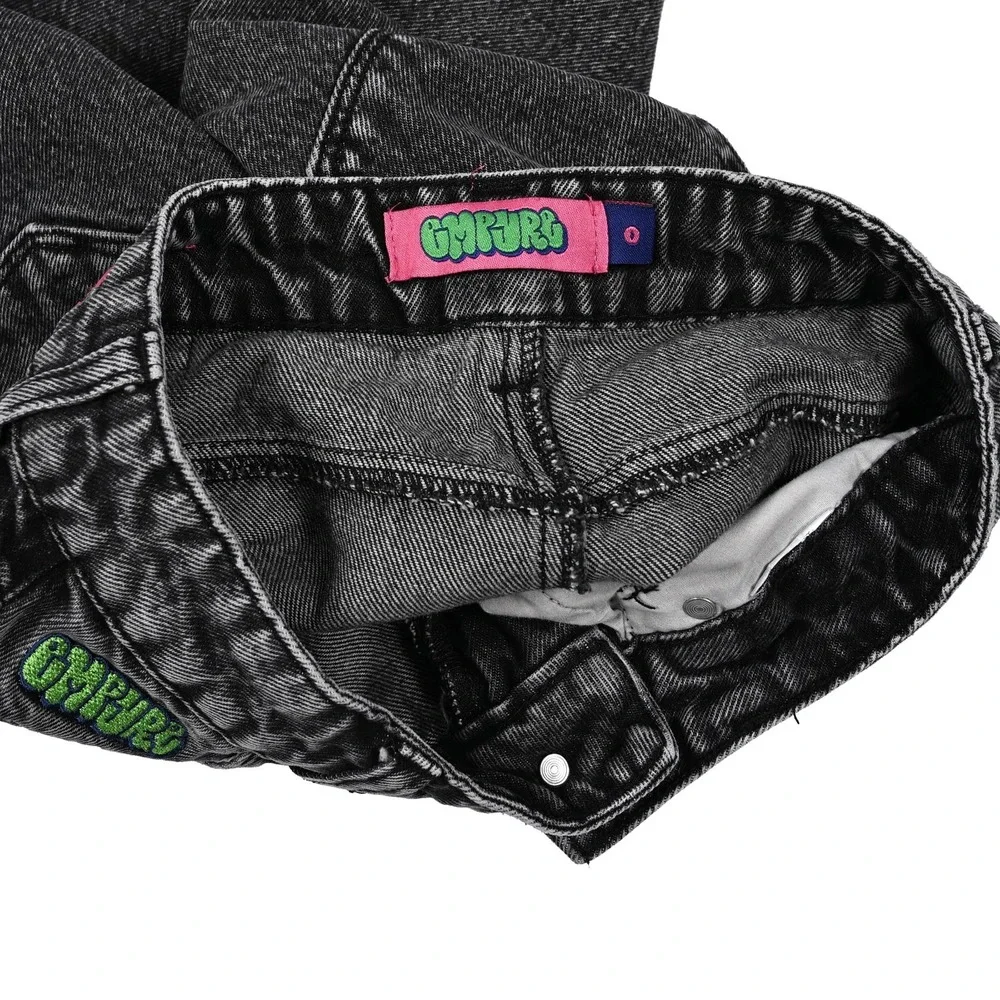 Empyre Denim Shorts Womens 0 Black Tori Skateboard Baggy Skater Embroidered