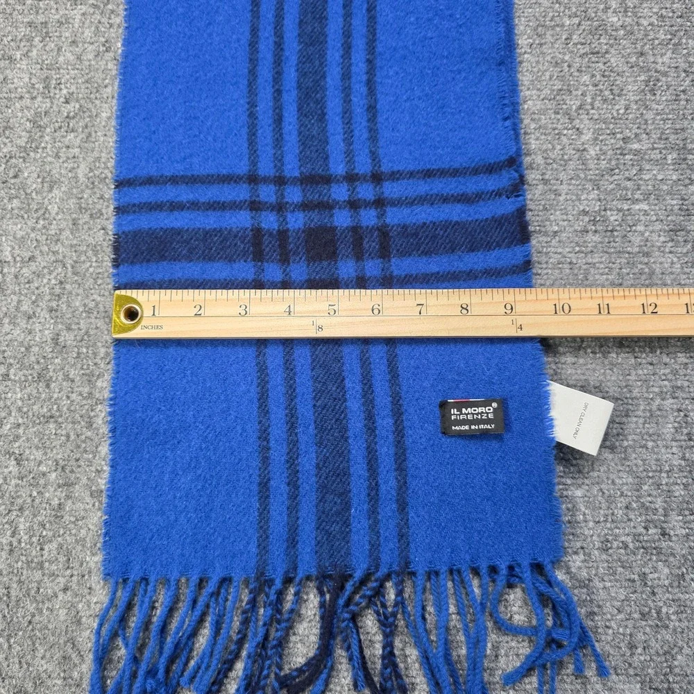 IL MORO FIRENZE Scarf Blue Plaid Cashmere Wool Blend‎ Made in Italy Luxury Soft