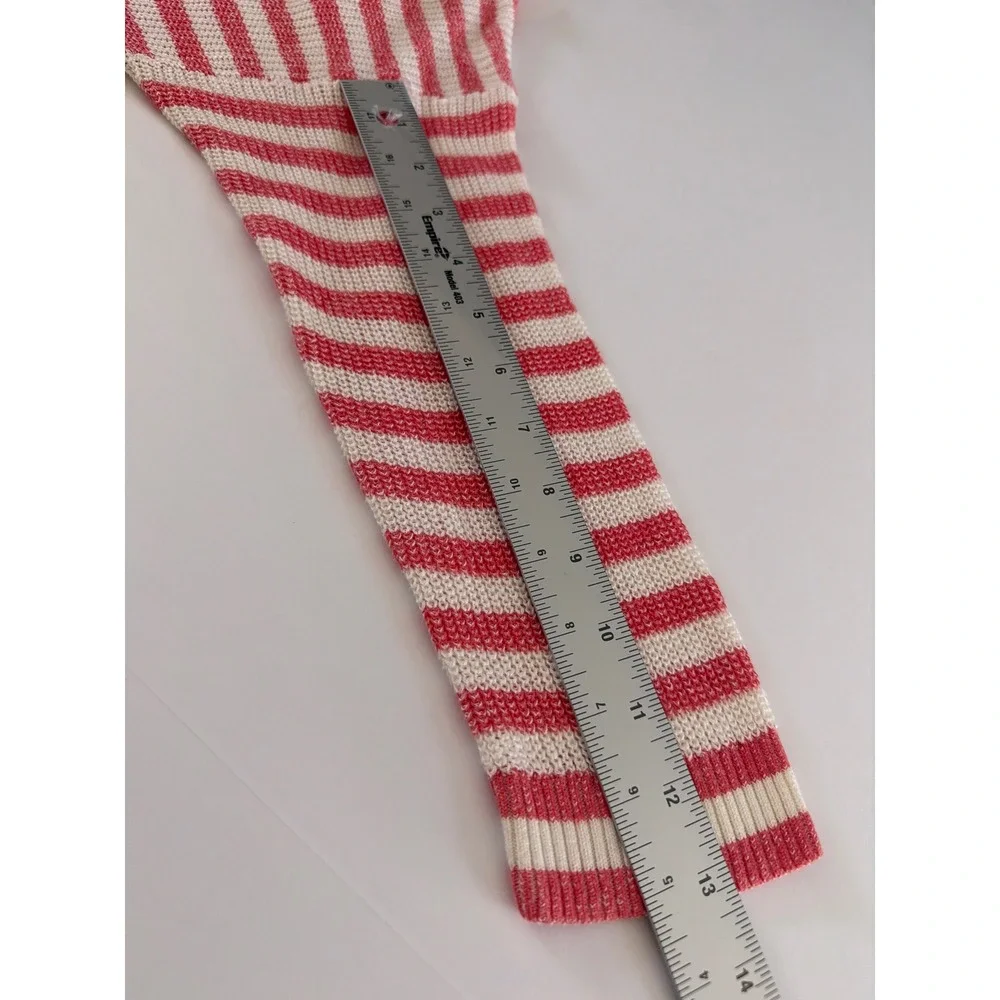 J.Crew Womens Striped Knit Sweater Coral White Crewneck Long Sleeve Size S