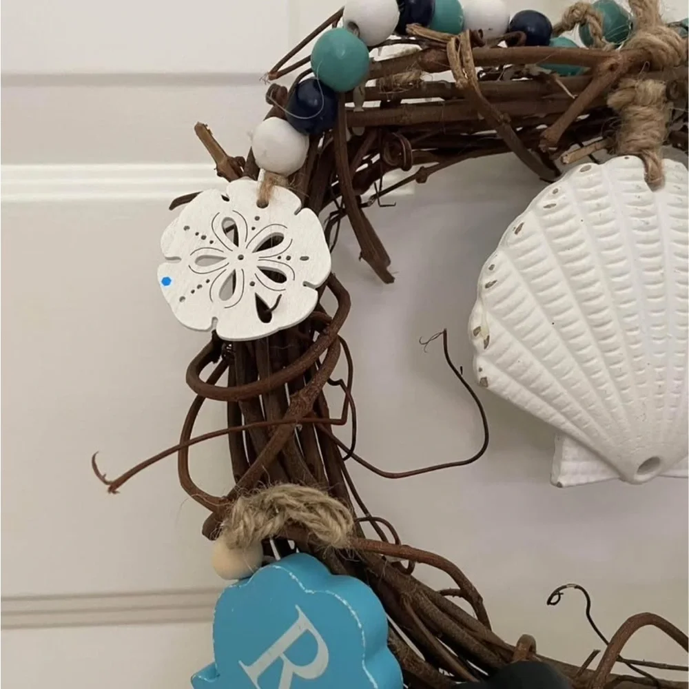 Coastal “Relax” Grapevine Wreath with Shell Accents