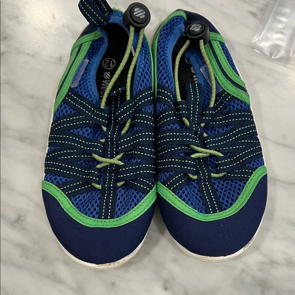 Kids Navy and Lime Water Shoes