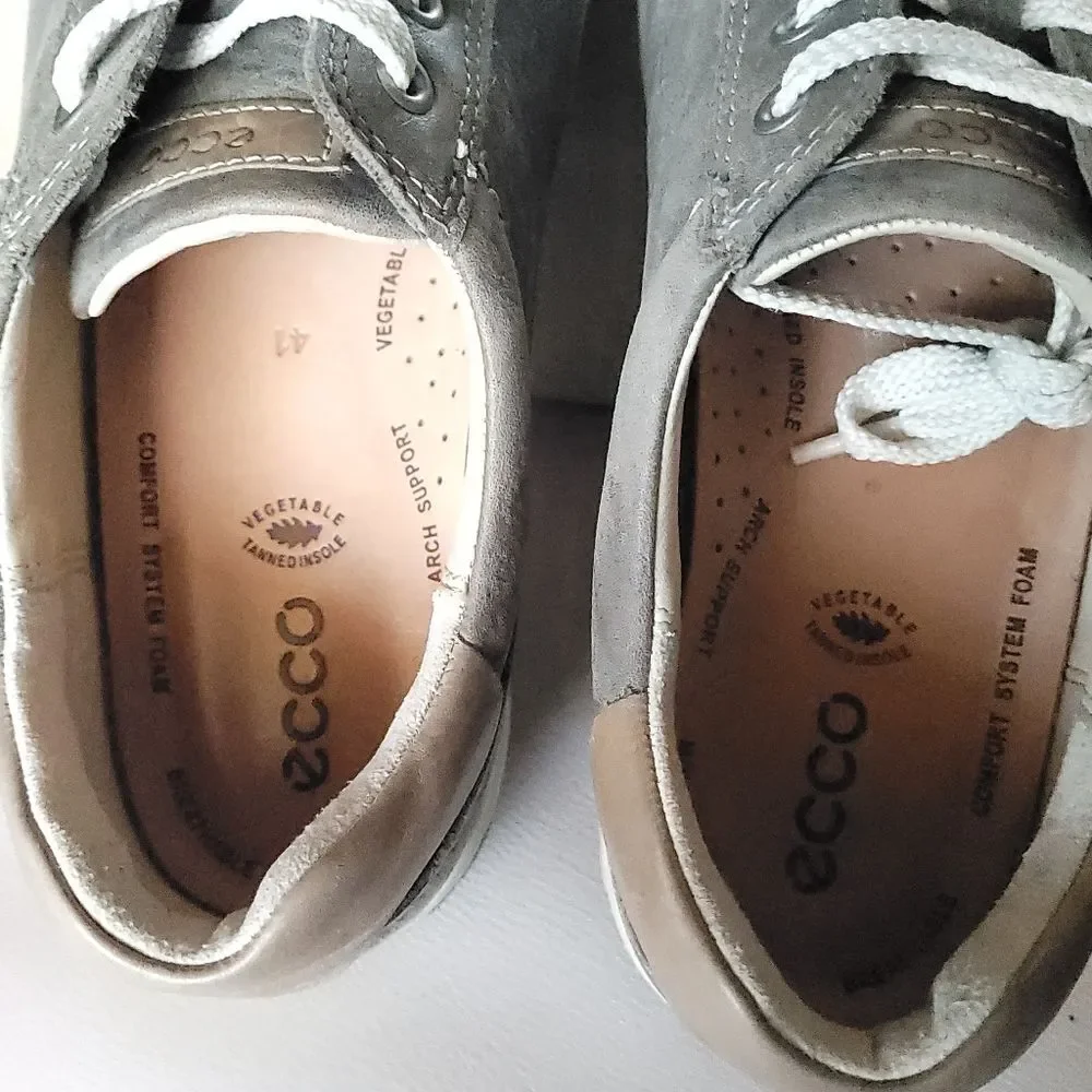 Ecco Chase II Gray Leather Sneaker Shoes Womens Size EU 41 US 10-10.5