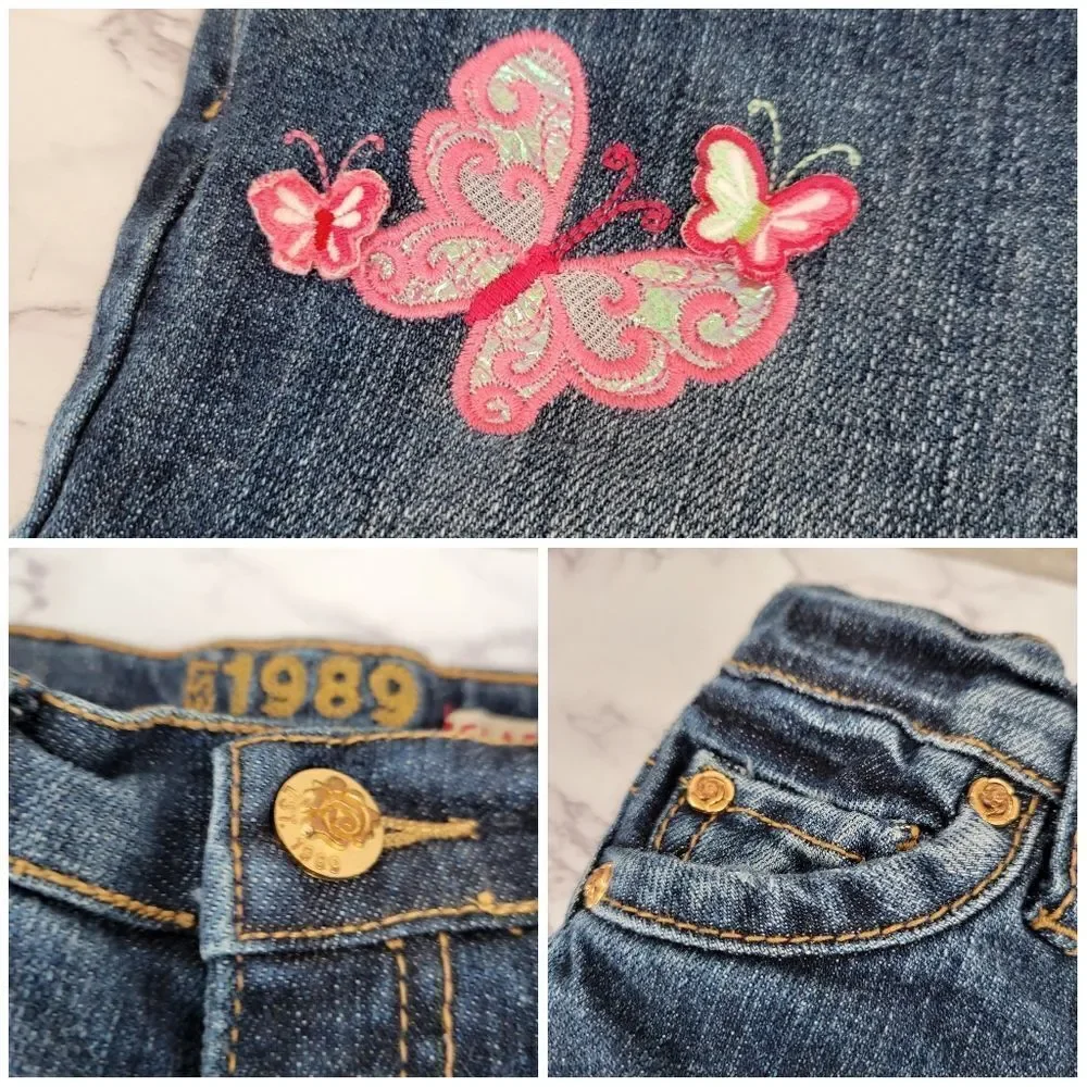 Old Navy + Children's Place Y2K Girls Denim Jeans with Embroidered Design Lot