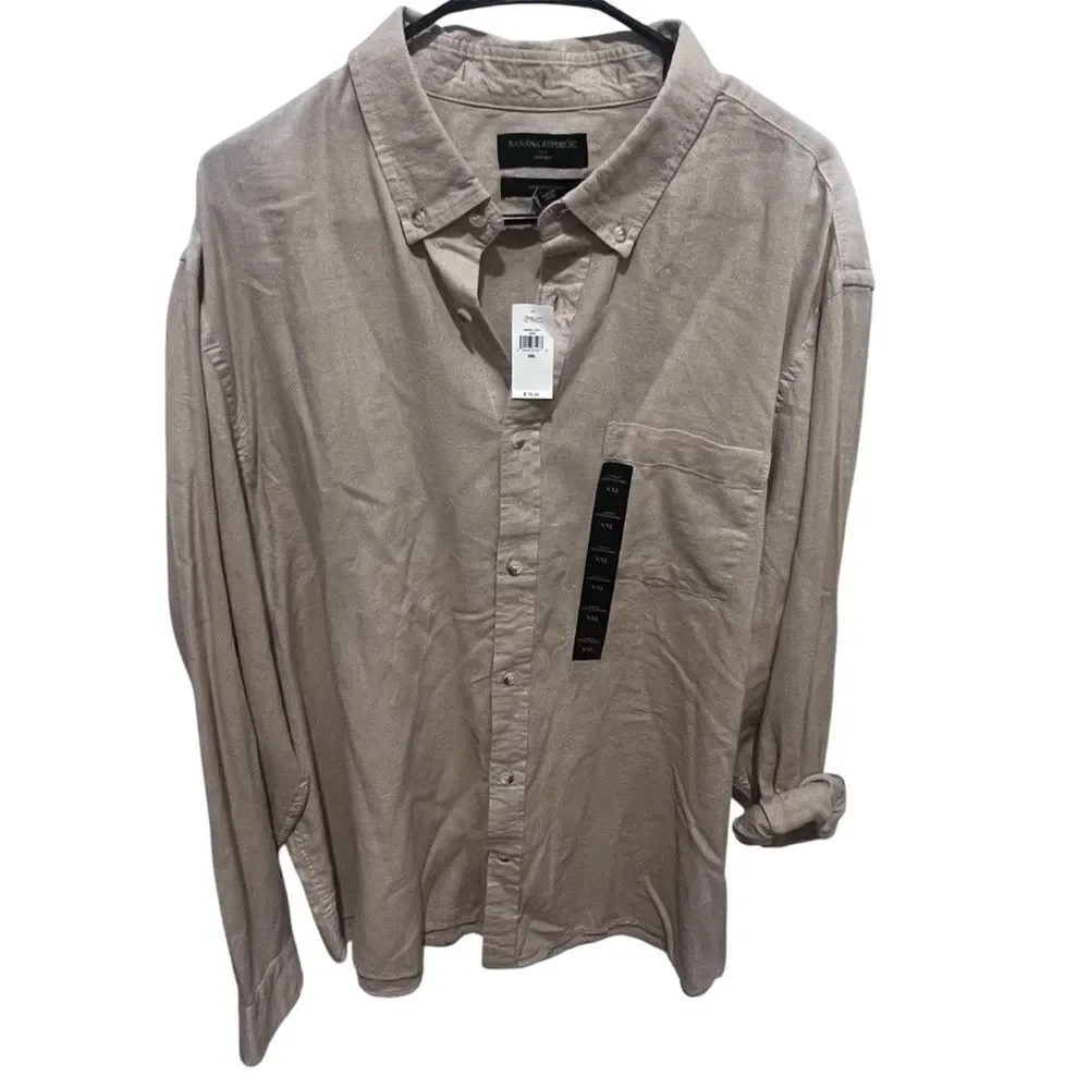 NWT Men's banana republic button down long sleeve collard shirt xxl untucked fit