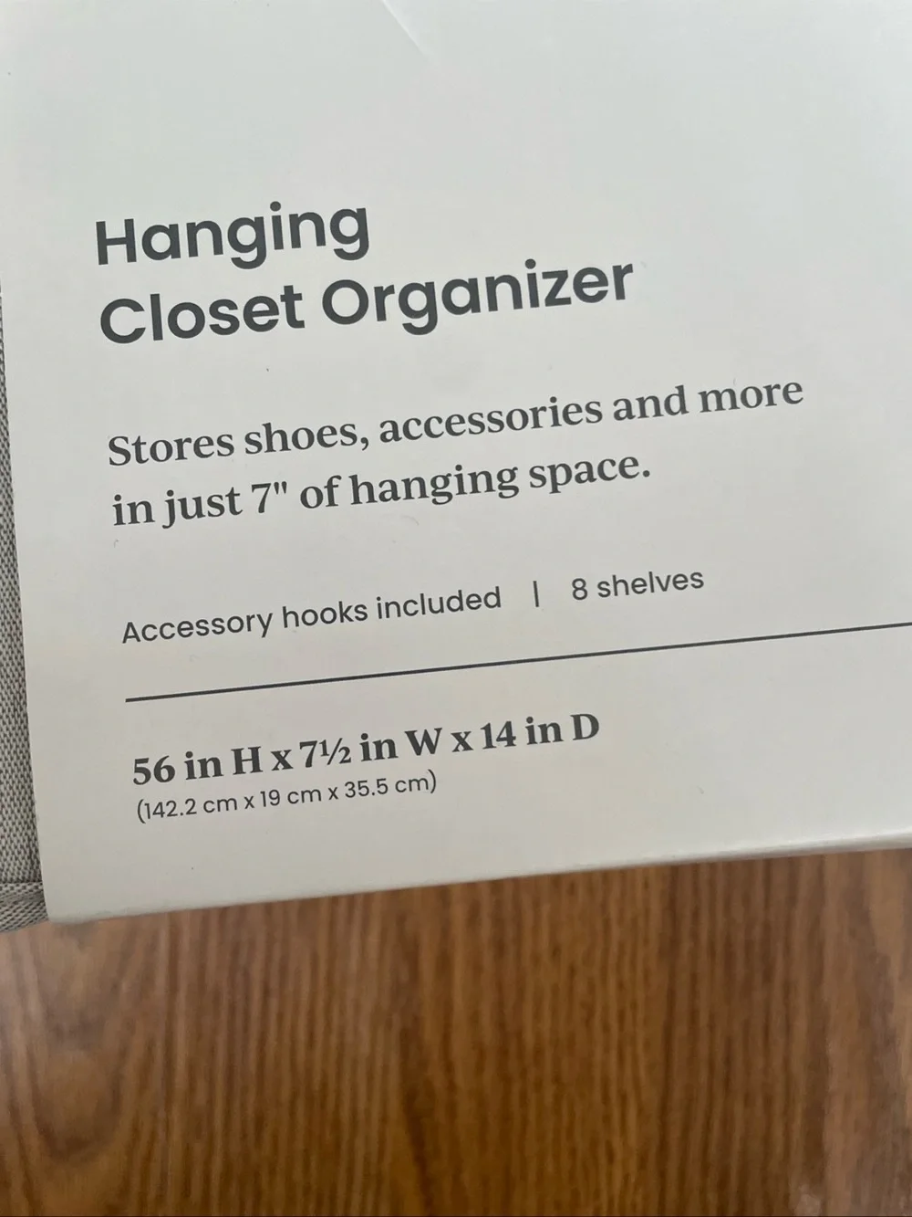 Brightroom 8 Shelf Hanging Closet Organizer Gray with Accessory Hooks 56