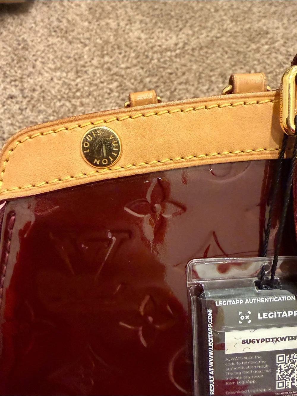 Louis Vuitton Bordeaux Patent Vernis Brea with Natural Vachetta Trim