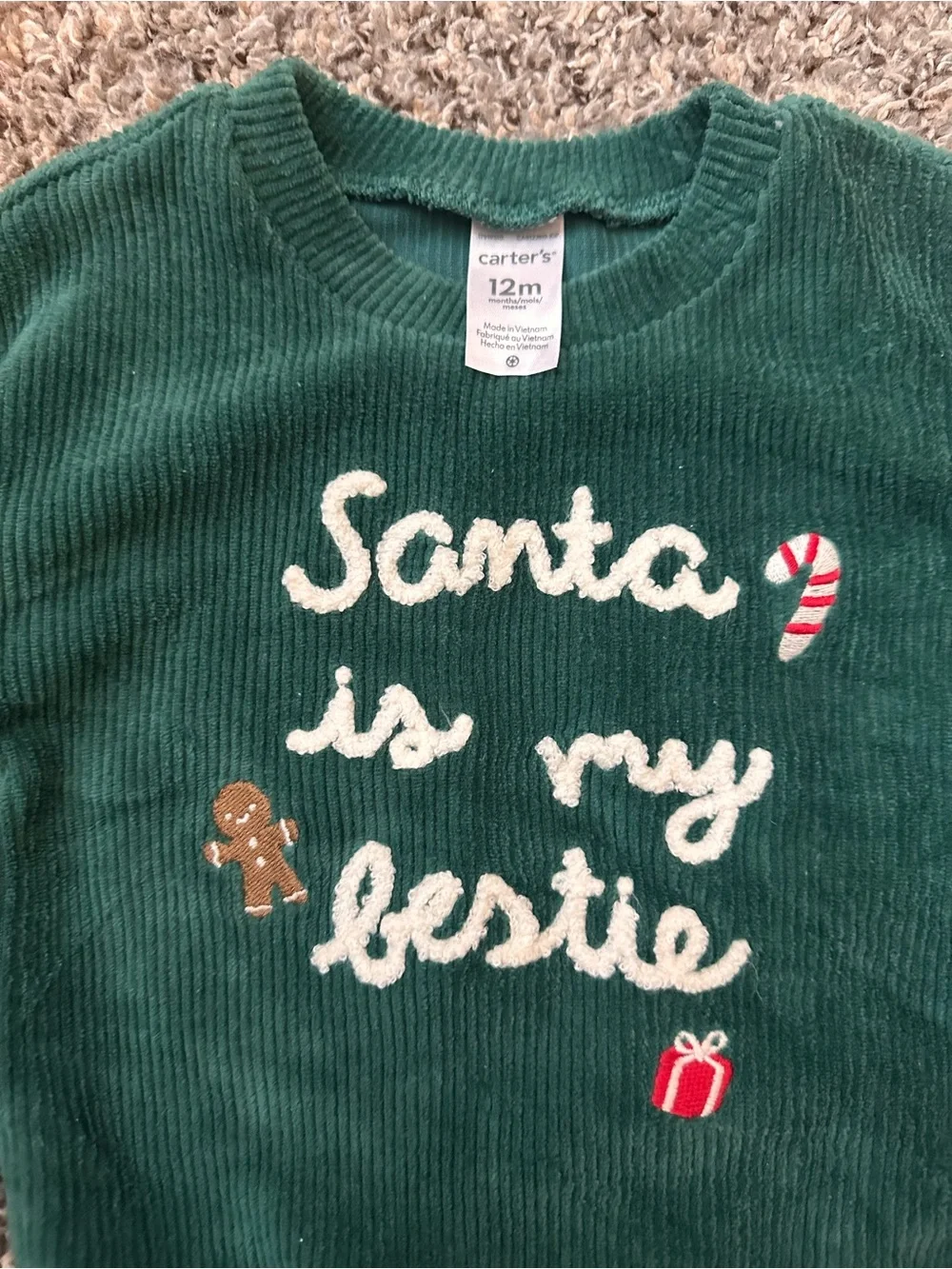 Carter's Dark Green Holiday Knit Sweatshirt & Joggers Set