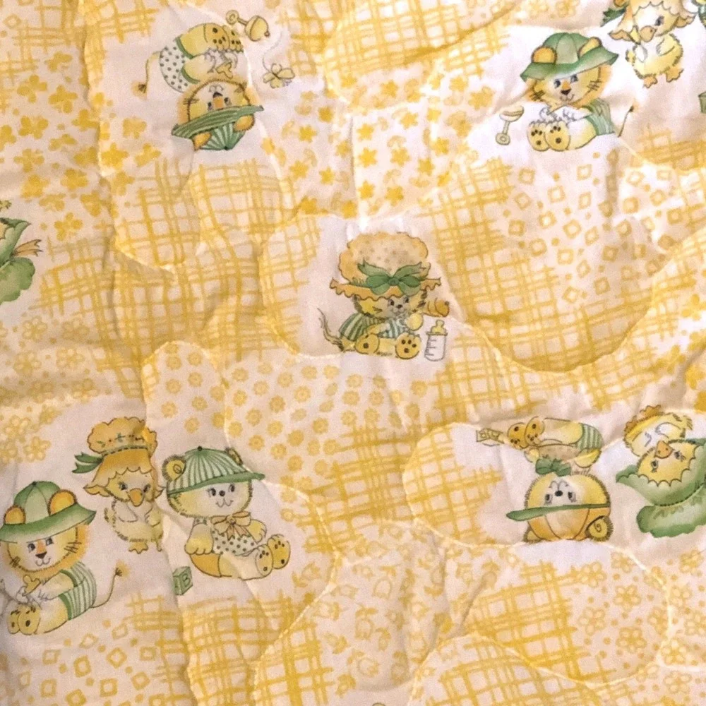 Vintage Dundee Baby Comforter‎ Yellow Lion Duck Bear Plaid Sleeping Bag Quilt