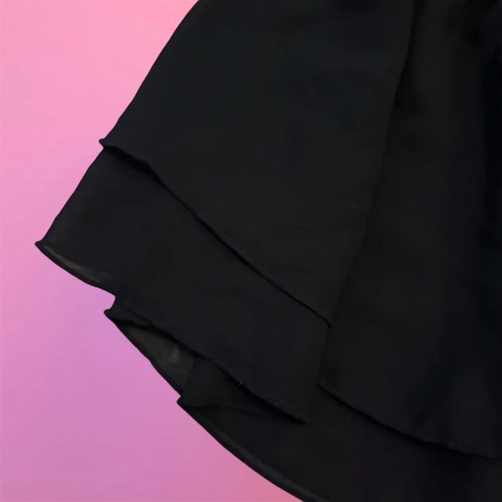 Freestyle Danskin Black Chiffon Dance Ballet Tutu Skirt with Bow - 10/12 Large