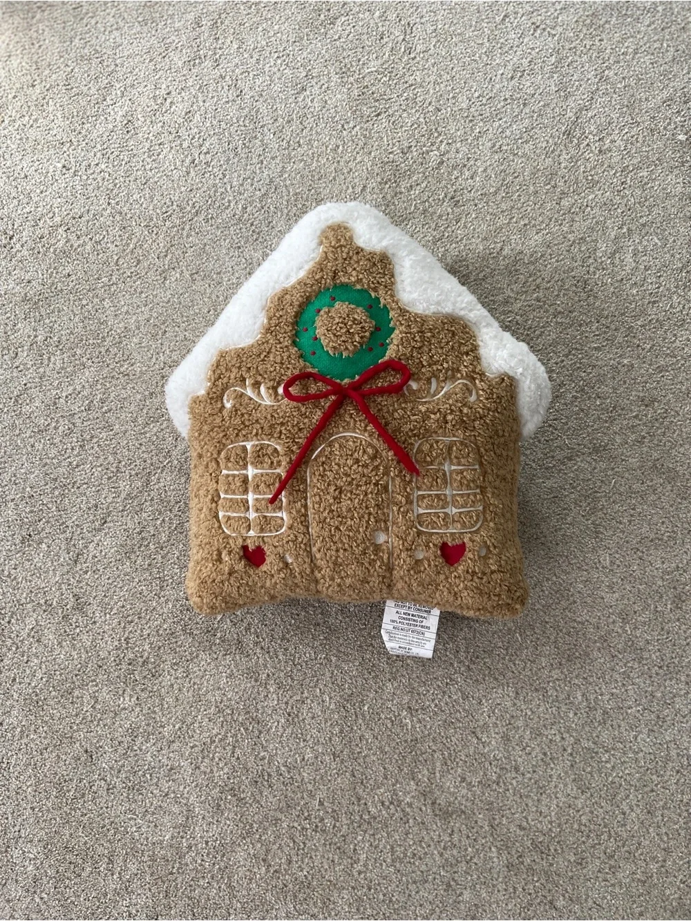 MARTHA STEWART Teddy Gingerbread House Shaped Pillow