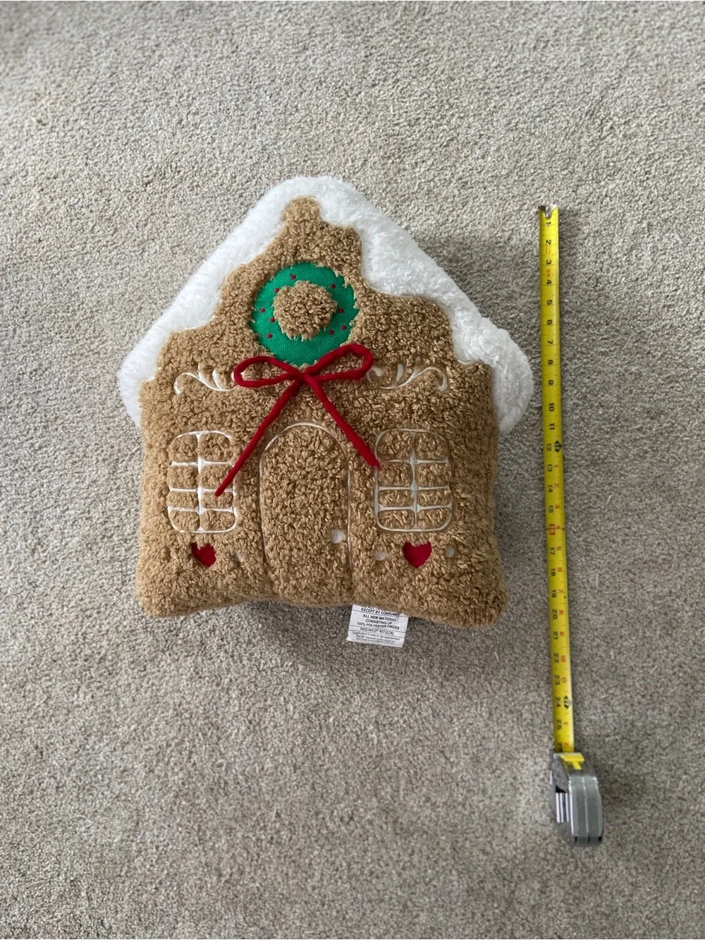 MARTHA STEWART Teddy Gingerbread House Shaped Pillow
