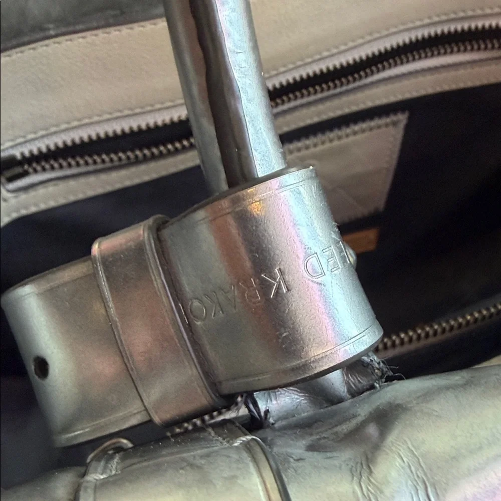 Leather Tote Bag in Metallic Gray