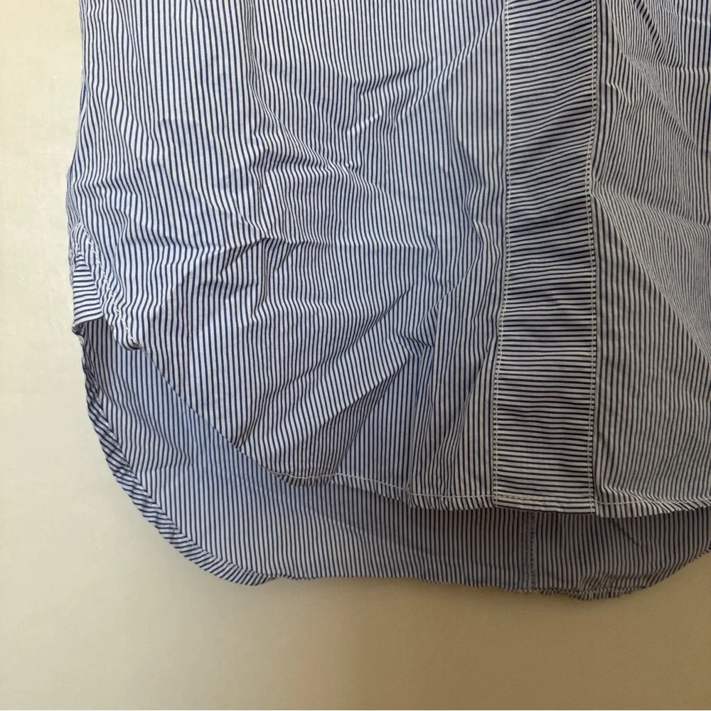 J.crew women’s Short Sleeve popover top in blue stripe size 4 Tall