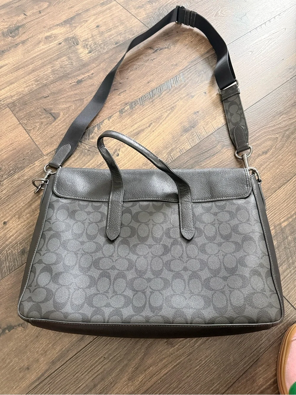 Coach Men's Black Signature Monogram Briefcase Tote