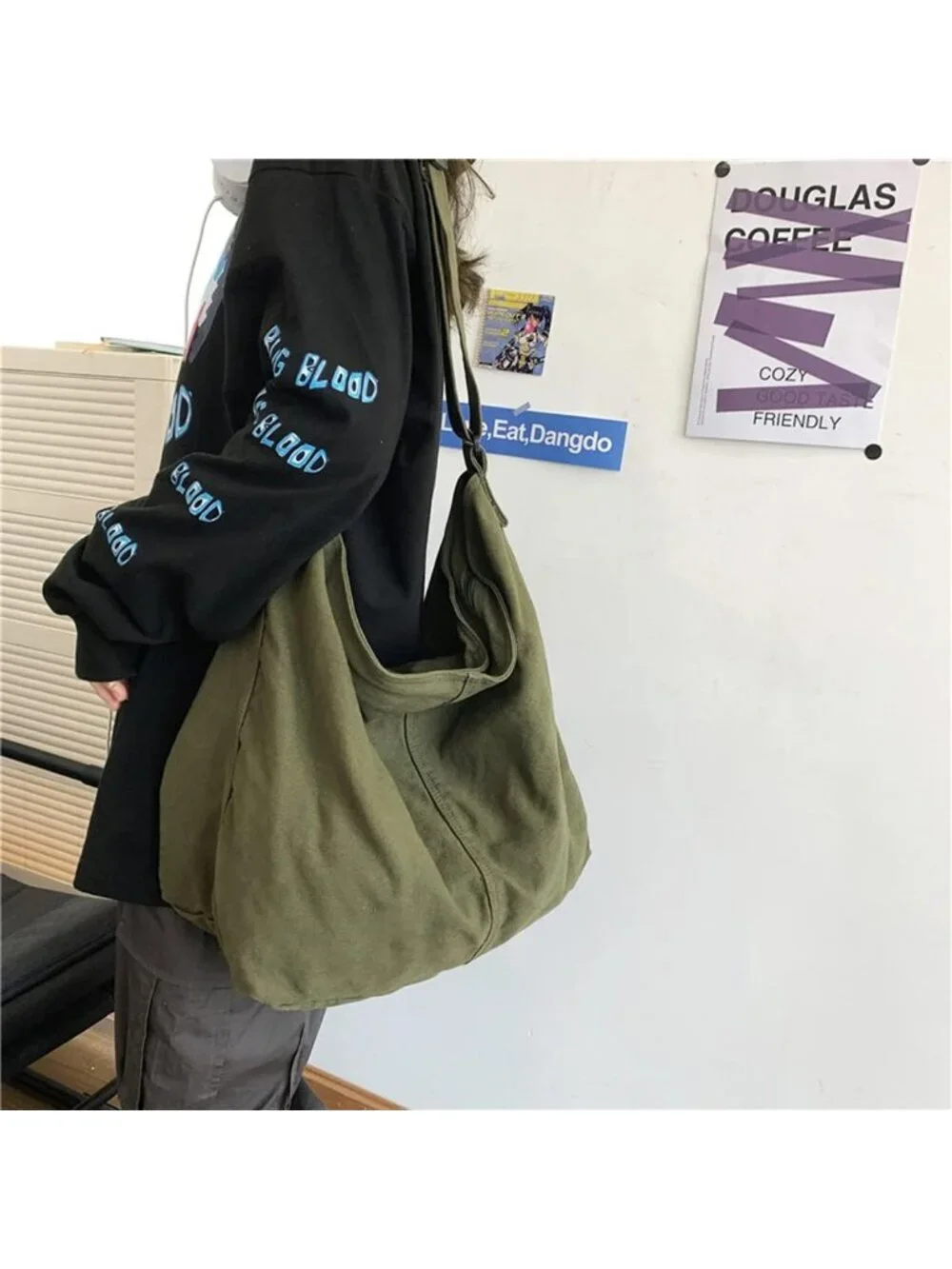 Women's Green2 Travel Canvas Zipper Crossbody Shoulder Laptop Bag