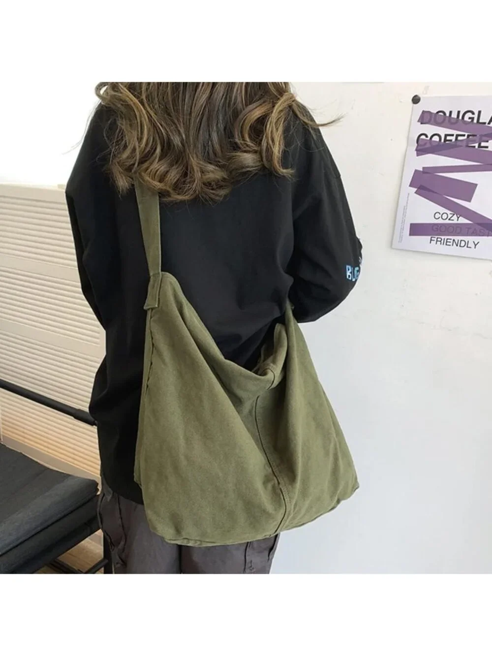 Women's Green2 Travel Canvas Zipper Crossbody Shoulder Laptop Bag