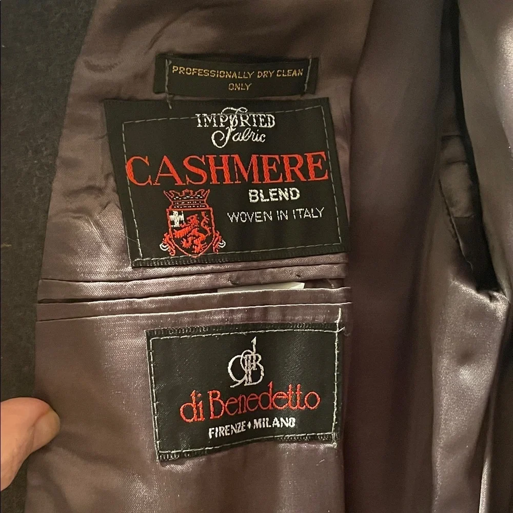 diVenedetto Cashmere Blend Vintage Charcoal Double-Breasted Men's Trench Coat