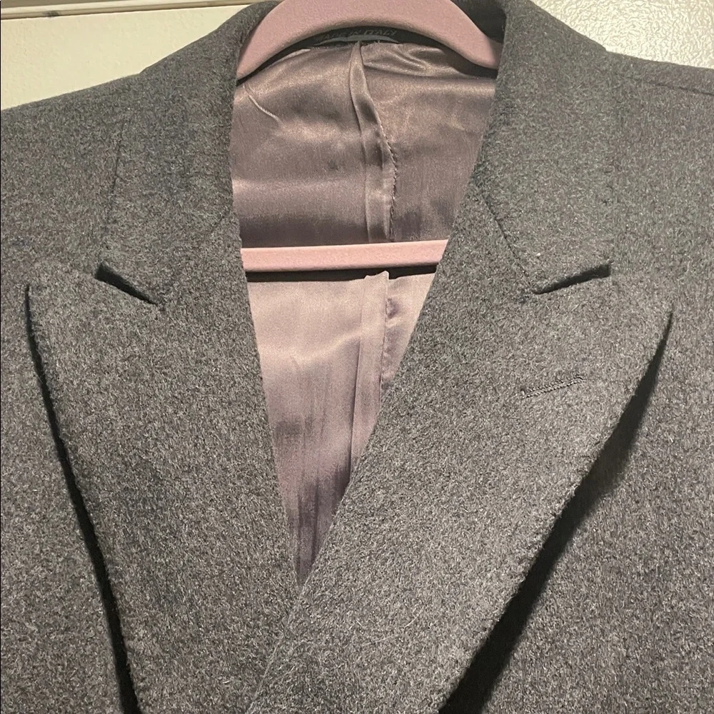 diVenedetto Cashmere Blend Vintage Charcoal Double-Breasted Men's Trench Coat