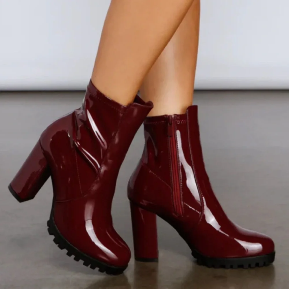 Burgundy Platform Boots