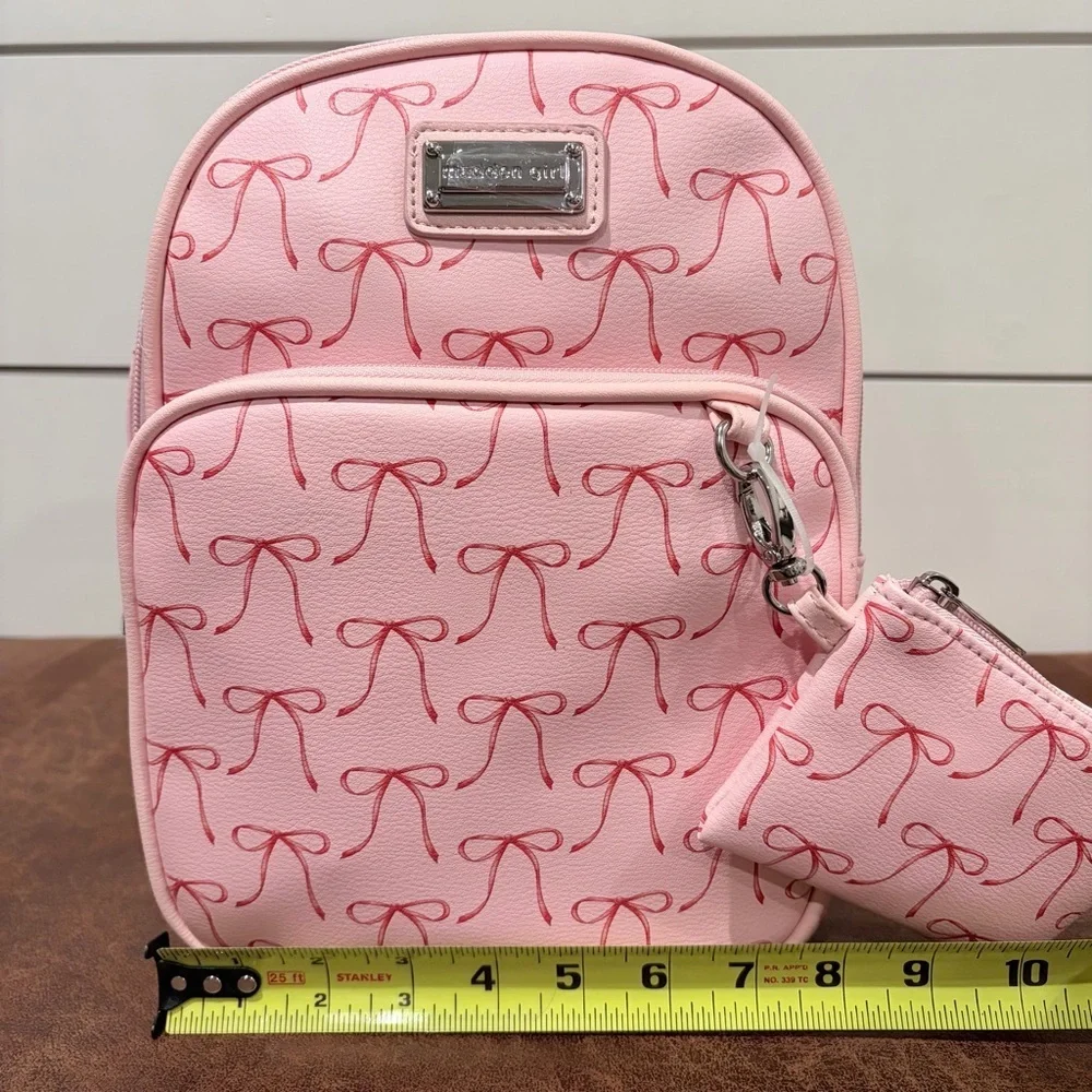 Madden Girl Pink Bow Mini Backpack Y2K Coquette NWT w/ Pouch Travel School