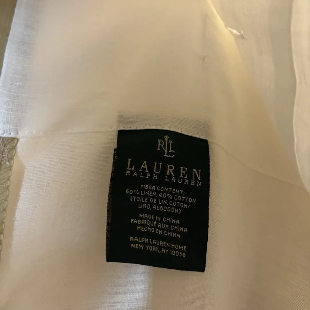NEW Lauren Ralph Lauren Shower Curtain Linen Cotton Blend 72X72 White Colorblock
