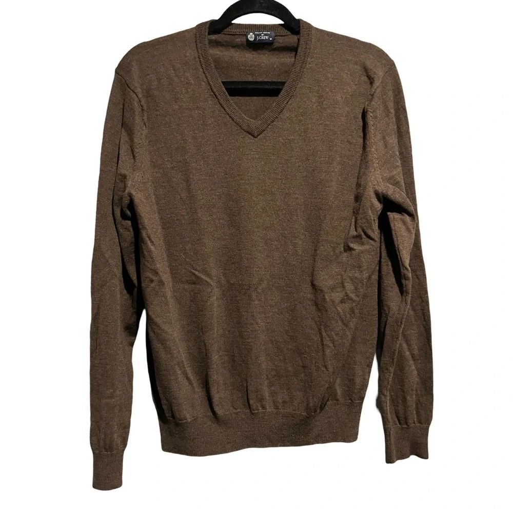 J. Crew Merino Wool V-Neck Chocolate Brown Sweater