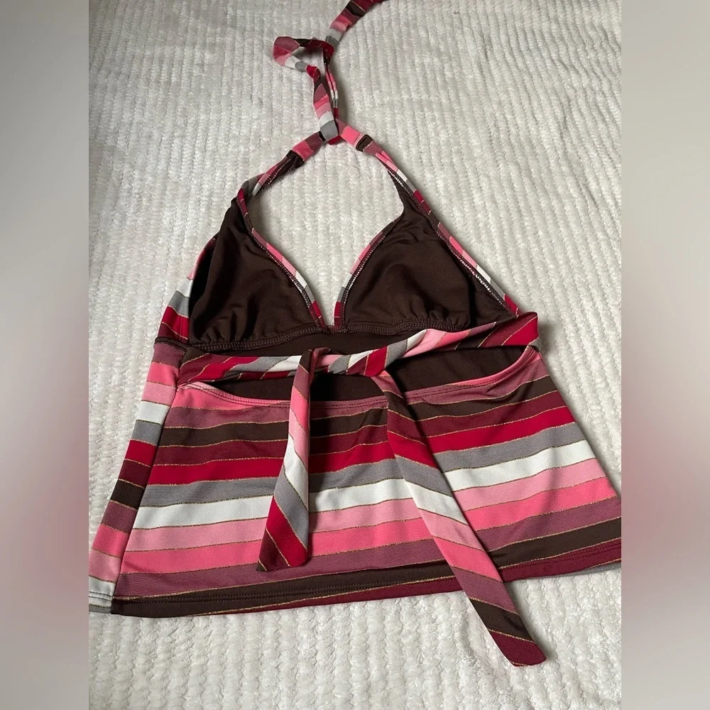 Colorful Striped Halter Swim Top