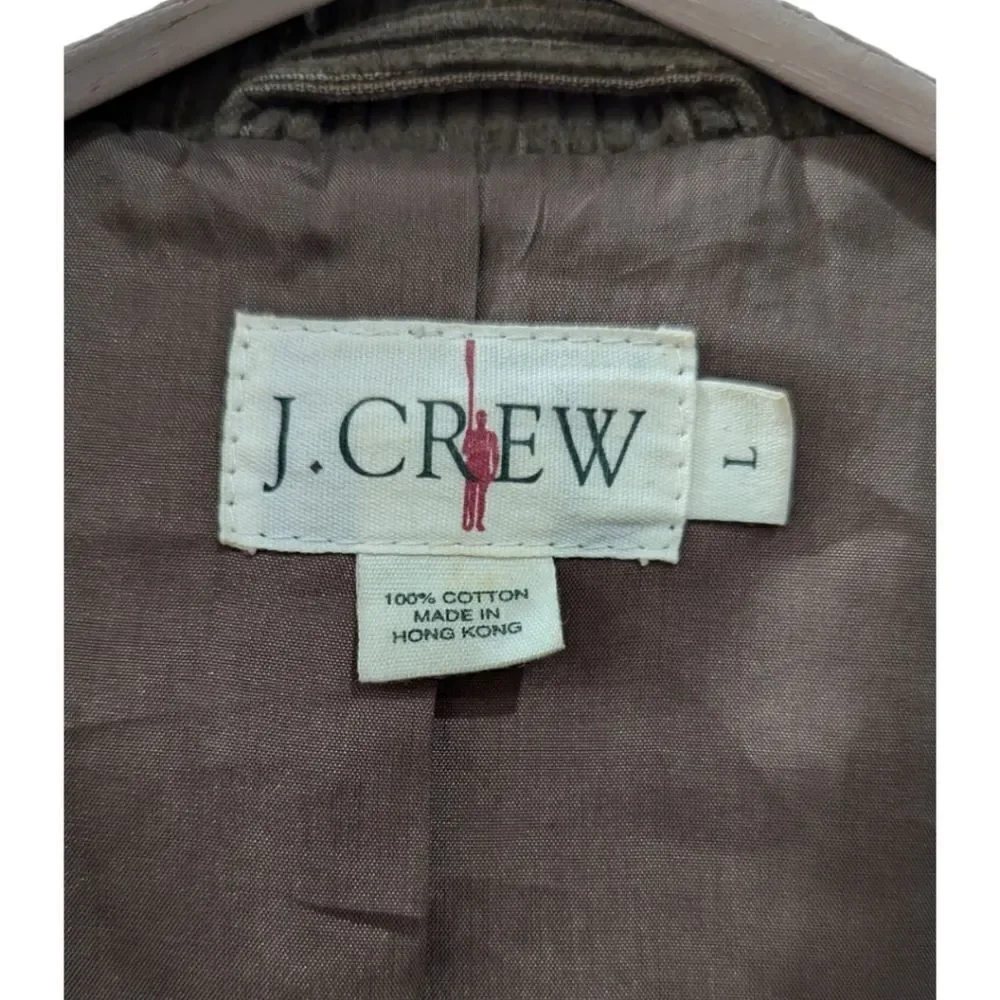 Vintage 90s J. Crew Mens L Olive Green 100% Cotton Corduroy Two Button Sportcoat