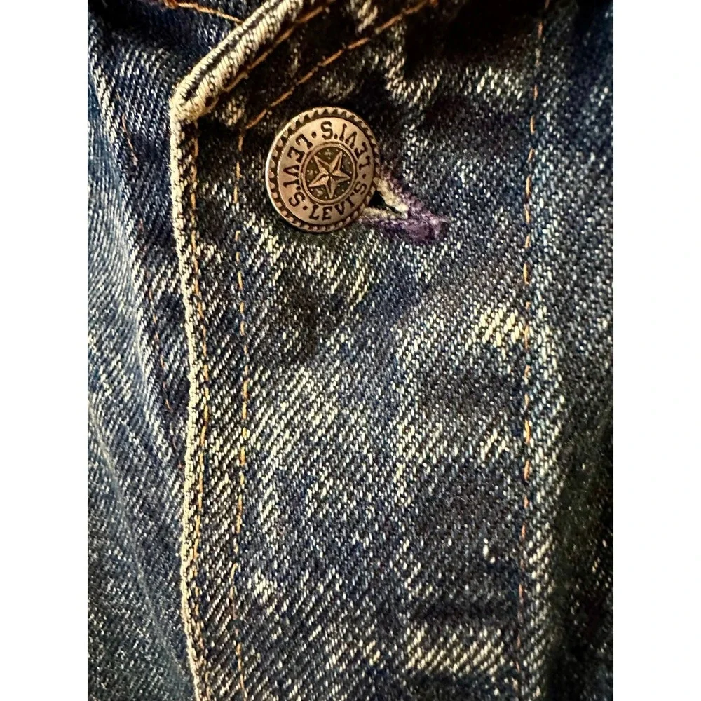 Levis Mens Blue Acid Wash Boxy Denim Jacket M 75073 Corduroy Collar Sleeves VTG