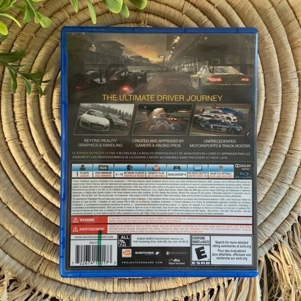 PLAYSTATION PS4 Project Cars‎ E For Everyone Video Game
