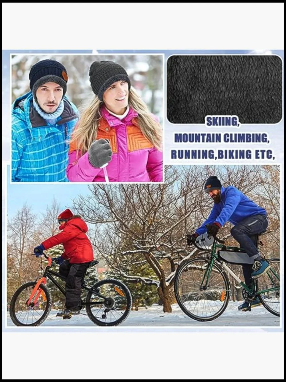 72-Piece Winter Hat Scarf Gloves Set Fleece Lined Beanie Touchscreen Gloves