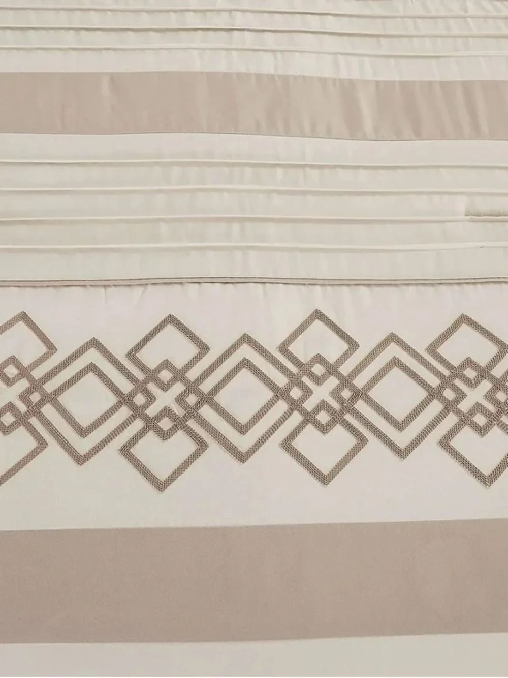 Luxury Cream and Taupe Geometric king 3 piece Comforter Set