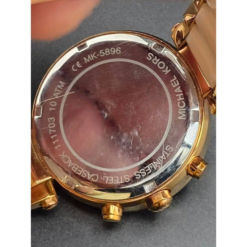 Michael Kors MK-5896‎ Parker Rose Gold Tone Blush Acetate Watch 051/012