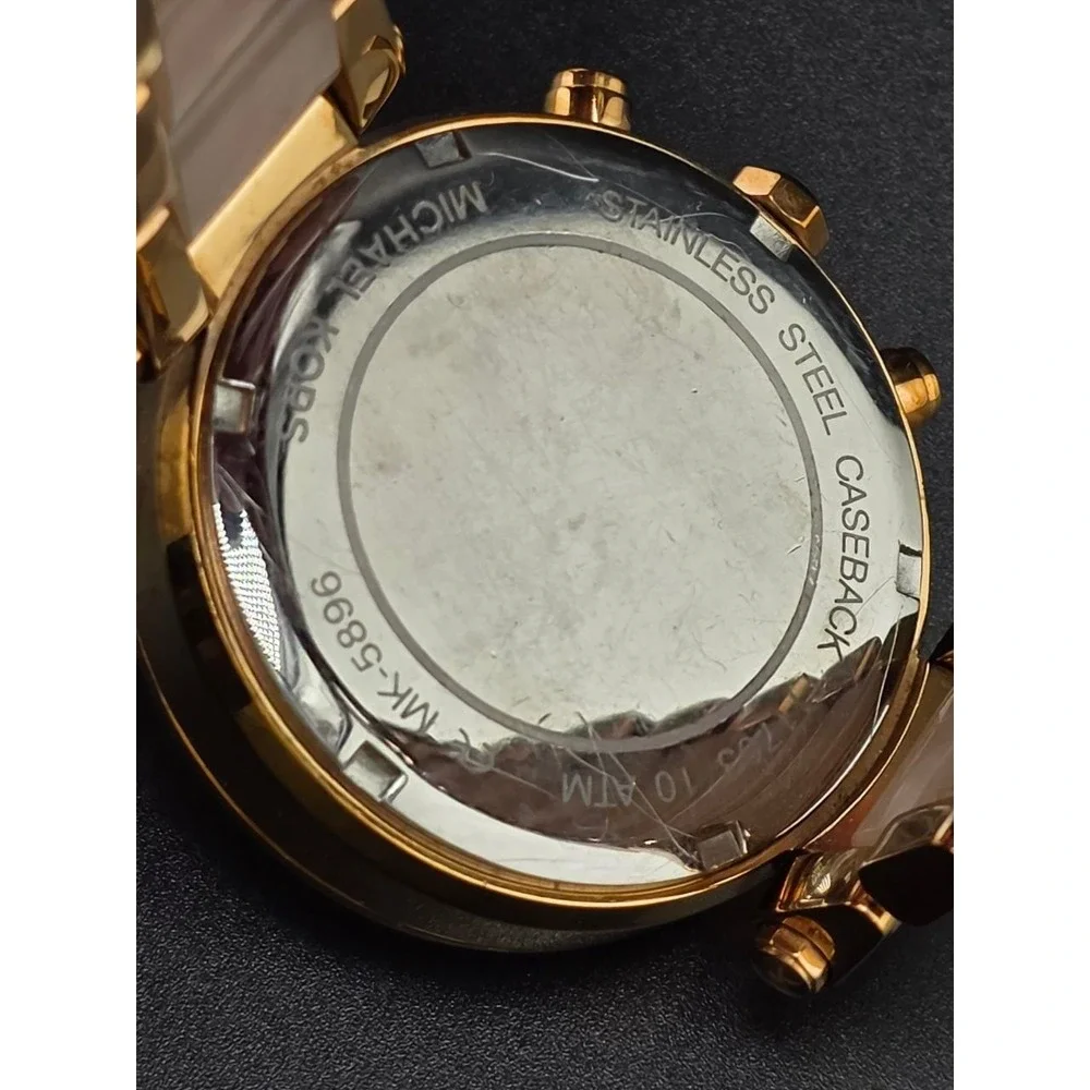 Michael Kors MK-5896‎ Parker Rose Gold Tone Blush Acetate Watch 051/012