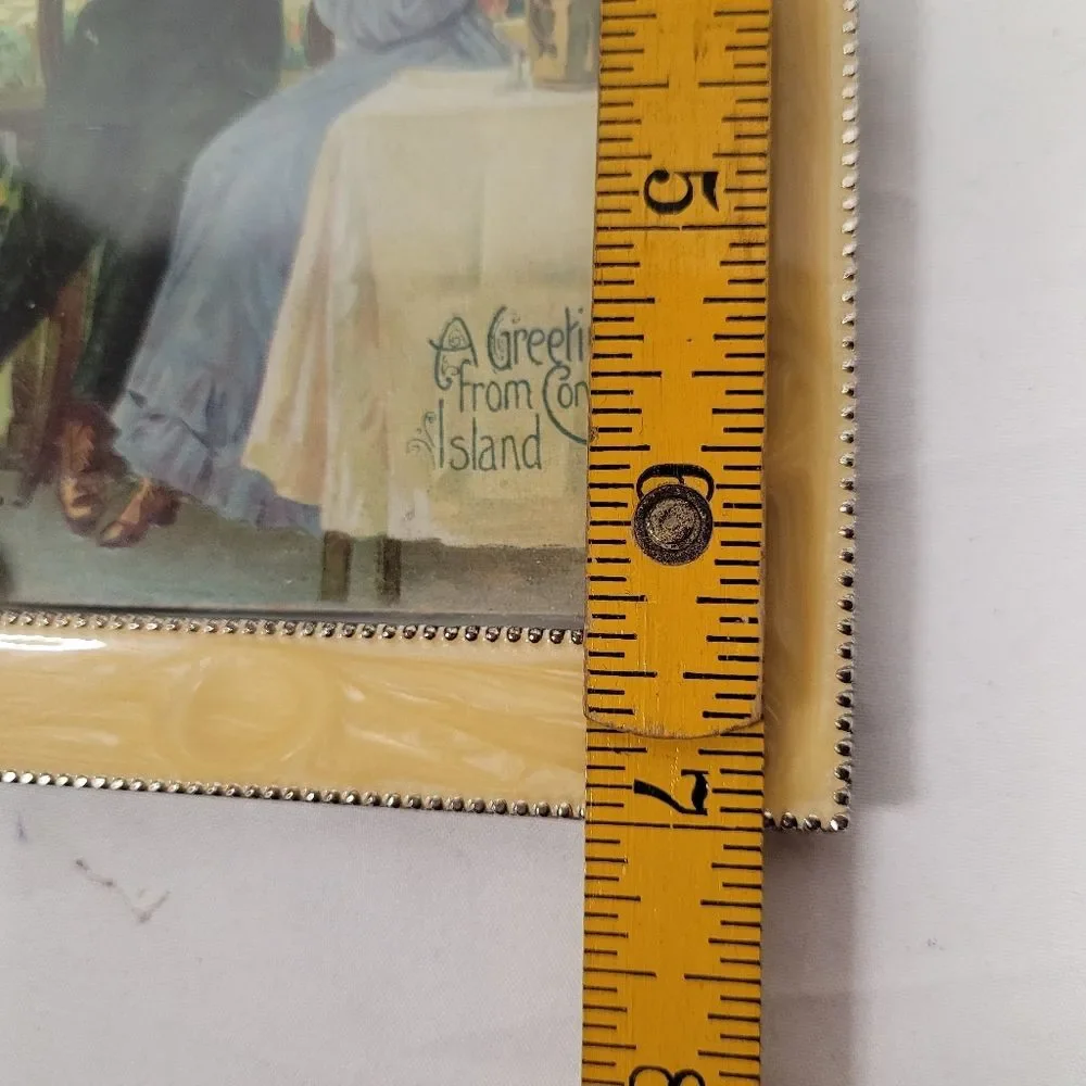 Yellow Decorative Picture Frame with Silver Accents