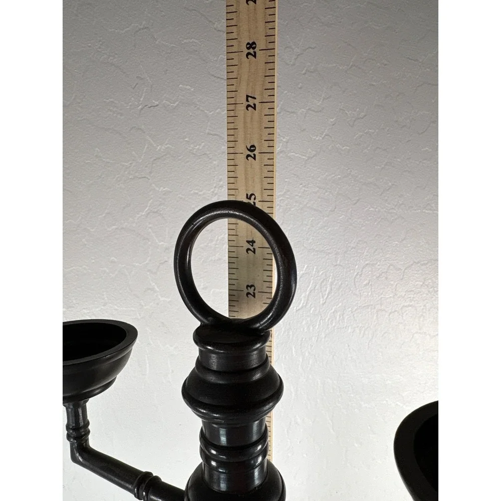 Pottery Barn 6-Light Tiered Candelabra Dark Bronze Black Metal Candle Holder 25