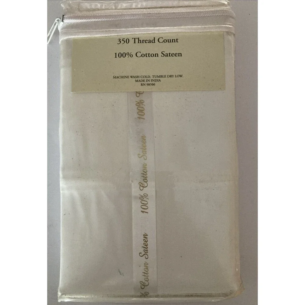 Imperial Collection Two Standard 100% Cotton Sateen Pillowcases 350 Thread CT.