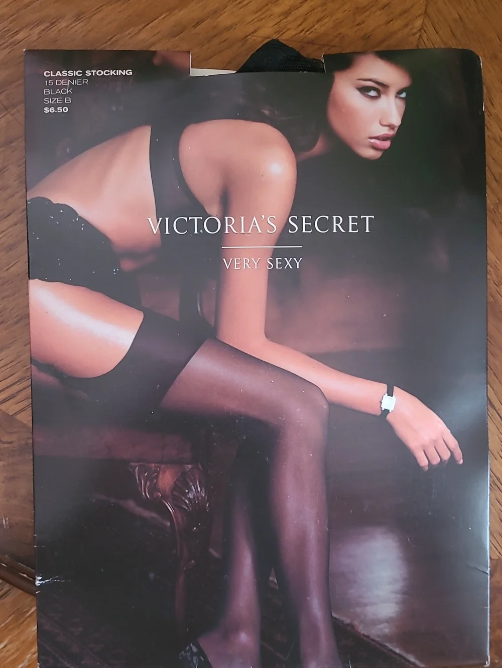 New! Victoria's Secret Very Sexy Classic Nude & Black Set Stocking Womens Size B