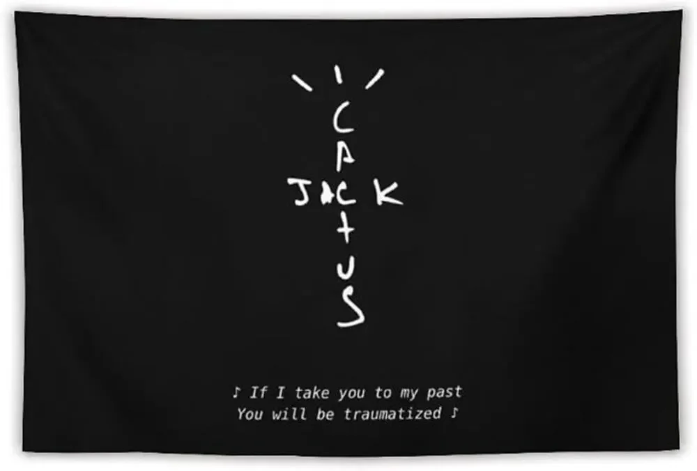 Cactus Jack Travis Wall Tapestry w/ Scott Logo & Lyric Print, 60x40 in