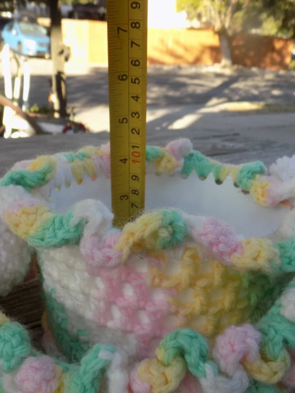 Bunny Basket Crochets on Bottle, Spring Decor, Babys Room Decor, VINTAGE
