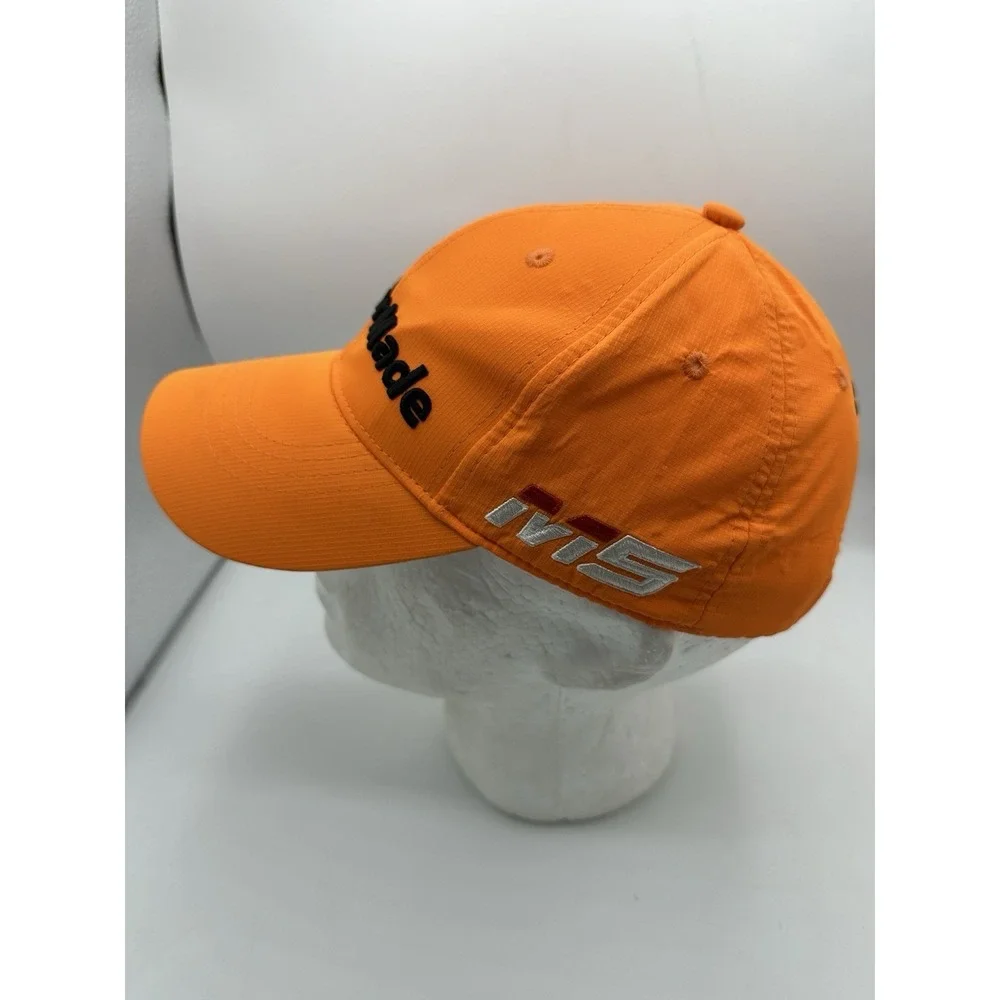 TaylorMade R15 Hat Mens Orange Golf Cap Adjustable Strapback Logo Pin