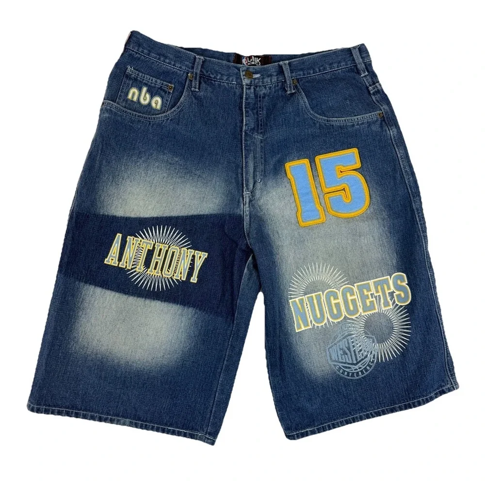 Vintage UNK Denim NBA Men's Shorts Denver Nuggets Carmelo Anthony #15 Baggy Y2K