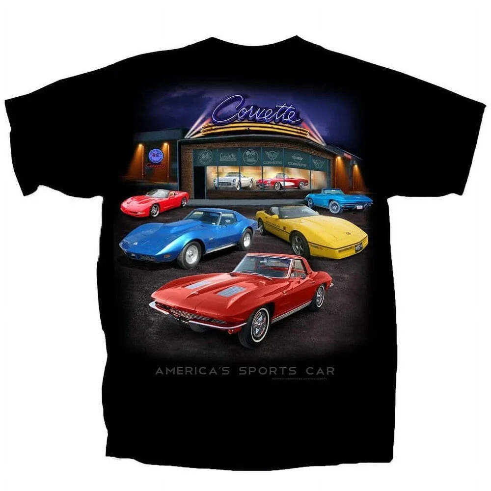 Joe Blow Tees Chevy Corvette Showroom Short Sleeve T-shirt-Black Size XL